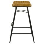 BAYU LEATHER UPHOLSTERED BAR STOOL ANTIQUE CAMEL (SET OF 2) - Image 6