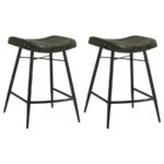 BAYU LEATHER UPHOLSTERED COUNTER STOOL ESPRESSO (SET OF 2)