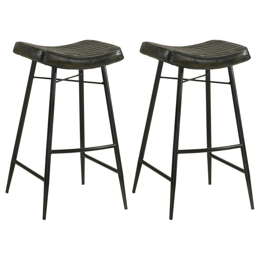 109259_001x900.jpg BAYU LEATHER UPHOLSTERED BAR STOOL ESPRESSO (SET OF 2) - Image 1