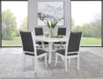 JUDD 5-PIECE 54-INCH ROUND WOOD DINING TABLE SET PEARL WHITE