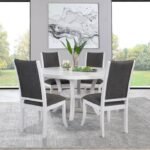 JUDD 5-PIECE 54-INCH ROUND WOOD DINING TABLE SET PEARL WHITE