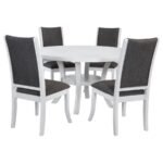 JUDD 5-PIECE 54-INCH ROUND WOOD DINING TABLE SET PEARL WHITE - Image 2