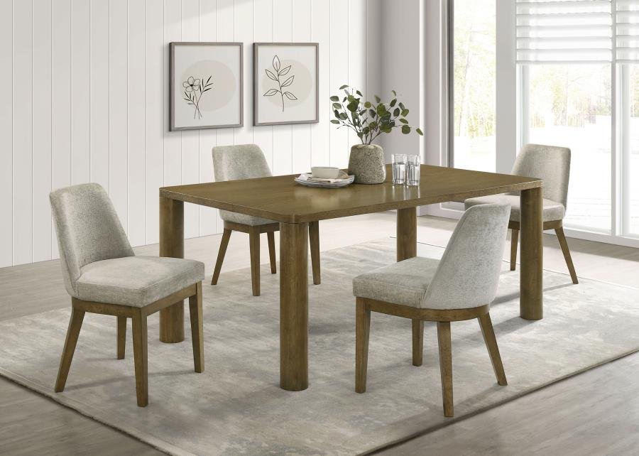 109351-S5_01x900.jpg CASTLEWOOD 5-PIECE 71-INCH RECTANGULAR DINING SET BROWN OAK - Image 1