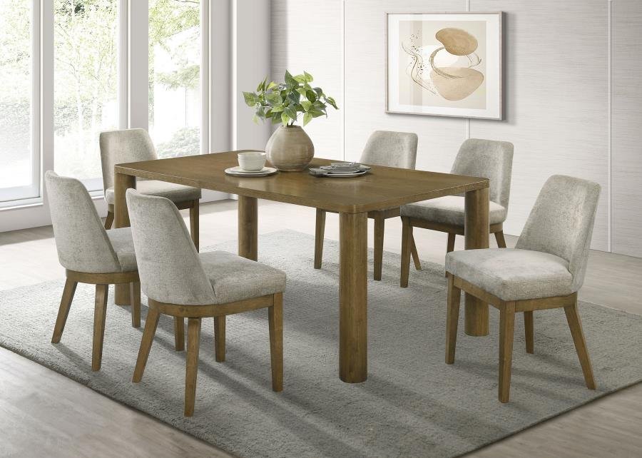 109351-S7_01x900.jpg CASTLEWOOD 7-PIECE 71-INCH RECTANGULAR DINING SET BROWN OAK - Image 1