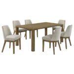 CASTLEWOOD 7-PIECE 71-INCH RECTANGULAR DINING SET BROWN OAK - Image 2