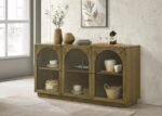 CASTLEWOOD 71-INCH DINING SIDEBOARD BUFFET SERVER BROWN OAK - Image 2