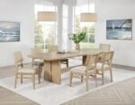 KAILANI 7-PIECE RECTANGULAR WOOD DINING TABLE SET BEIGE OAK