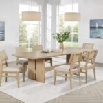 KAILANI 7-PIECE RECTANGULAR WOOD DINING TABLE SET BEIGE OAK
