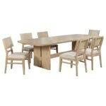KAILANI 7-PIECE RECTANGULAR WOOD DINING TABLE SET BEIGE OAK - Image 2