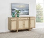 KAILANI 4-DOOR CANE SIDEBOARD BUFFET CABINET BEIGE OAK - Image 2
