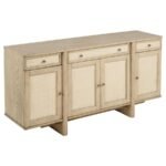 KAILANI 4-DOOR CANE SIDEBOARD BUFFET CABINET BEIGE OAK