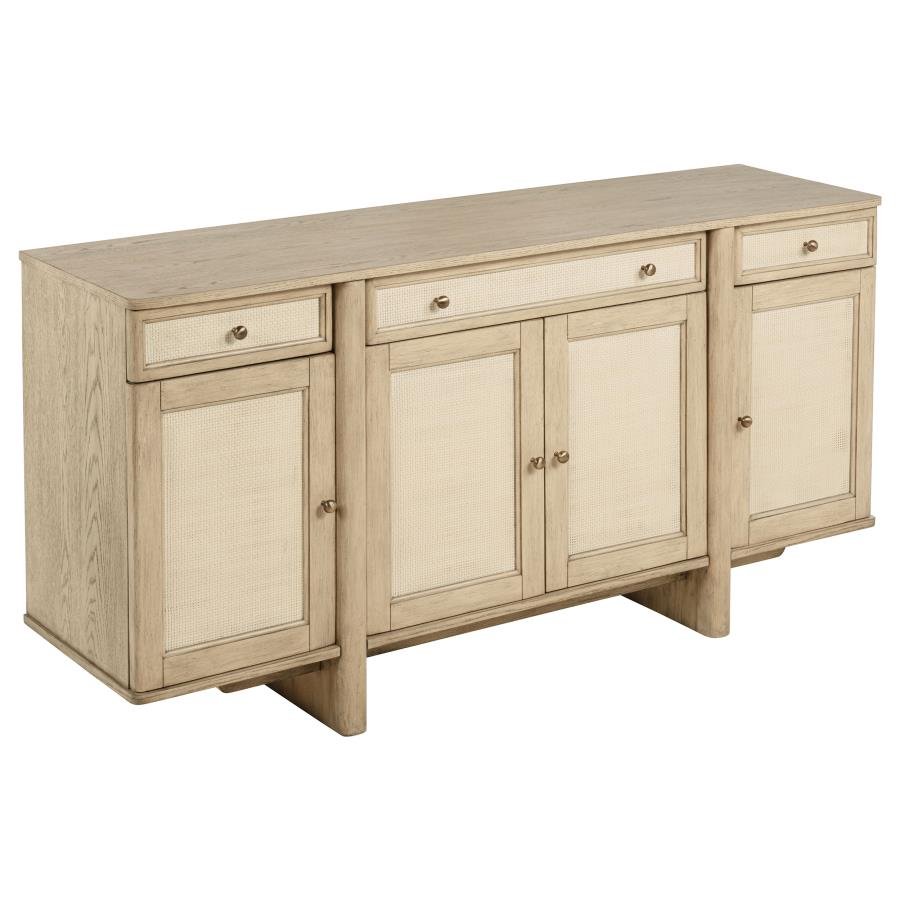 109385_02x900.jpg KAILANI 4-DOOR CANE SIDEBOARD BUFFET CABINET BEIGE OAK - Image 1