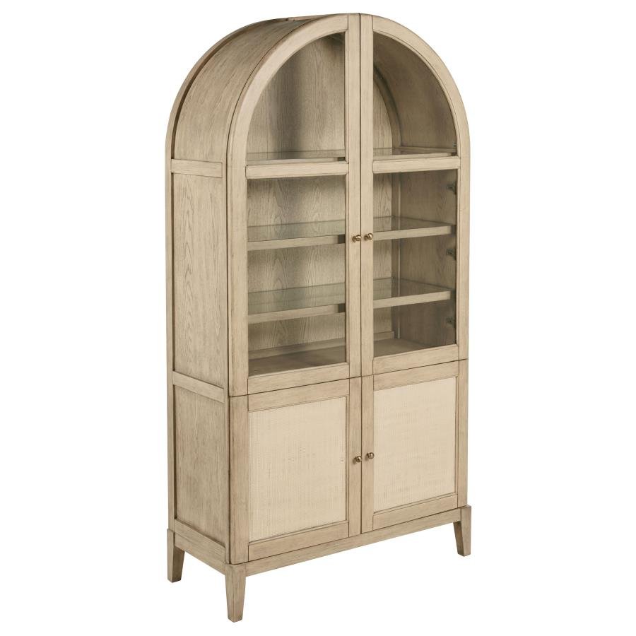 109386_02x900.jpg KAILANI 4-DOOR CANE DINING VITRINE DISPLAY CABINET BEIGE OAK - Image 1