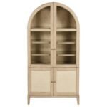 KAILANI 4-DOOR CANE DINING VITRINE DISPLAY CABINET BEIGE OAK - Image 3
