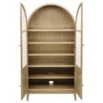 KAILANI 4-DOOR CANE DINING VITRINE DISPLAY CABINET BEIGE OAK - Image 4