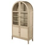 KAILANI 4-DOOR CANE DINING VITRINE DISPLAY CABINET BEIGE OAK - Image 5