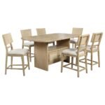 KAILANI 7-PIECE WOOD COUNTER HEIGHT DINING SET BEIGE OAK - Image 2