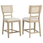 KAILANI RATTAN CANE COUNTER SIDE CHAIR BEIGE OAK (SET OF 2)