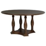LANDON 60-INCH ROUND WOOD PEDESTAL DINING TABLE RICH BROWN