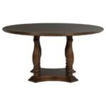 LANDON 60-INCH ROUND WOOD PEDESTAL DINING TABLE RICH BROWN - Image 3