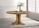 HARTVILLE 60-INCH ROUND DINING TABLE NATURAL LIGHT BROWN - Image 2