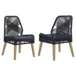 NAKIA WOVEN ROPE DINING SIDE CHAIRS DARK NAVY (SET OF 2)