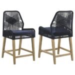 NAKIA WOVEN ROPE COUNTER CHAIR WITH CUSHION NAVY (SET OF 2)