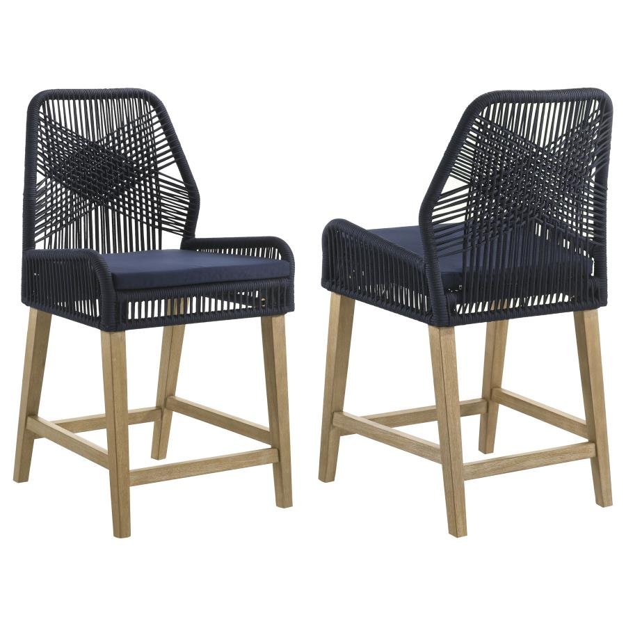 110036_001x900.jpg NAKIA WOVEN ROPE COUNTER CHAIR WITH CUSHION NAVY (SET OF 2) - Image 1