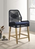 NAKIA WOVEN ROPE COUNTER CHAIR WITH CUSHION NAVY (SET OF 2) - Image 2