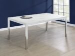 ATHENA RECTANGULAR 64-INCH FAUX MARBLE DINING TABLE CHROME - Image 2