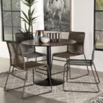 CORA ROUND 40-INCH WOOD TOP DINING TABLE BROWN WALNUT - Image 5