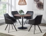 CORA ROUND 40-INCH WOOD TOP DINING TABLE BROWN WALNUT - Image 6