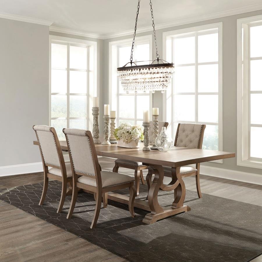110291-S5_01x900.jpg BROCKWAY 5-PIECE EXTENSION LEAF DINING SET BARLEY BROWN - Image 1