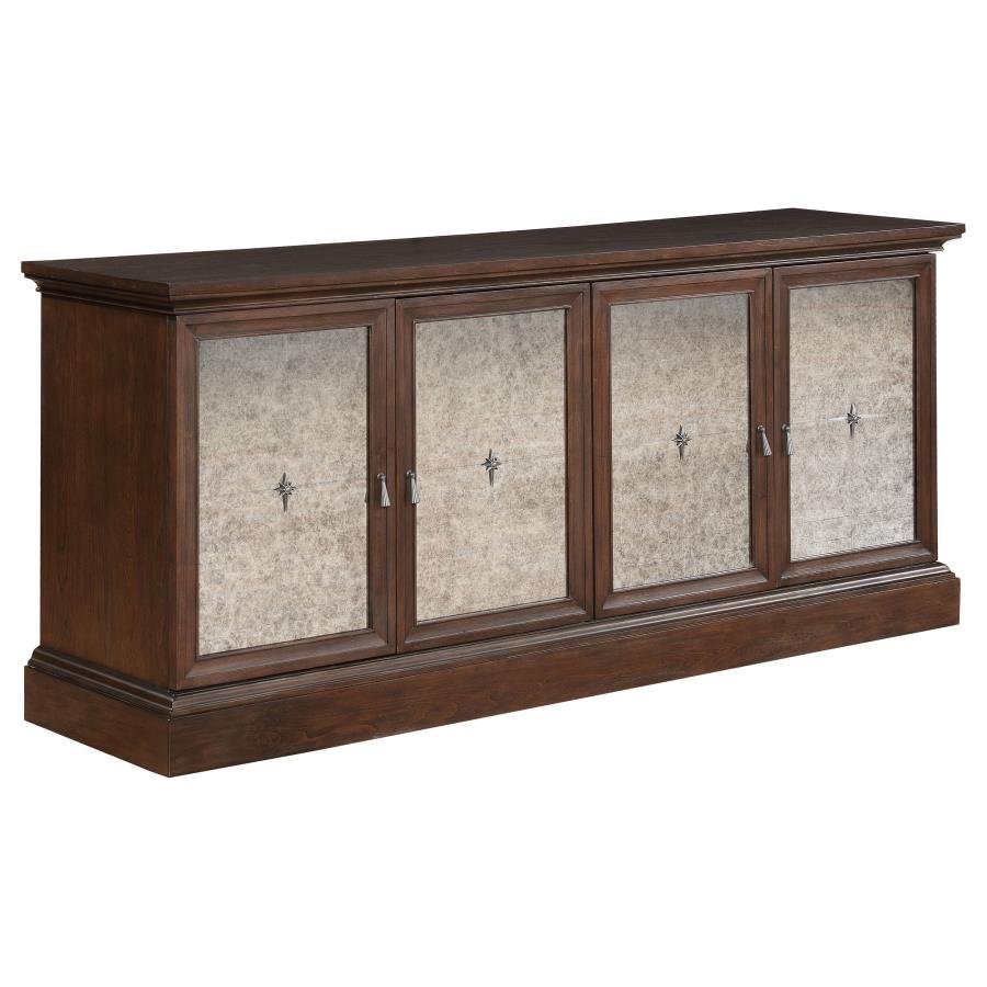 110315_02x900.jpg BROCKWAY 4-DOOR DINING SIDEBOARD BUFFET CABINET ANTIQUE JAVA - Image 1