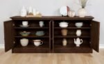 BROCKWAY 4-DOOR DINING SIDEBOARD BUFFET CABINET ANTIQUE JAVA - Image 3