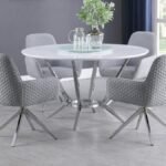 ABBY 5-PIECE ROUND DINING TABLE SET WHITE HIGH GLOSS