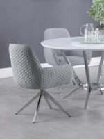ABBY FABRIC UPHOLSTERED SWIVEL DINING ARM CHAIR LIGHT GREY - Image 2
