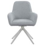 ABBY FABRIC UPHOLSTERED SWIVEL DINING ARM CHAIR LIGHT GREY - Image 3