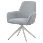 ABBY FABRIC UPHOLSTERED SWIVEL DINING ARM CHAIR LIGHT GREY - Image 4