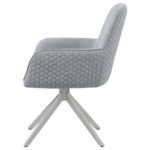ABBY FABRIC UPHOLSTERED SWIVEL DINING ARM CHAIR LIGHT GREY - Image 5