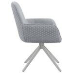 ABBY FABRIC UPHOLSTERED SWIVEL DINING ARM CHAIR LIGHT GREY - Image 9