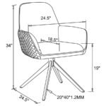 ABBY FABRIC UPHOLSTERED SWIVEL DINING ARM CHAIR LIGHT GREY - Image 11