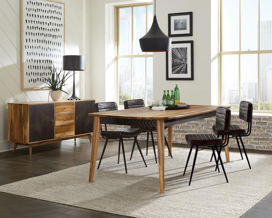 110571-S5E_01x900.jpg PARTRIDGE 5-PIECE DINING SET NATURAL SHEESHAM AND ESPRESSO - Image 1