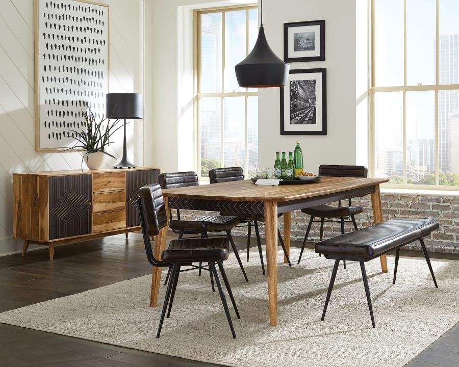 110571-S6E_01x900.jpg PARTRIDGE 6-PIECE DINING SET NATURAL SHEESHAM AND ESPRESSO - Image 1