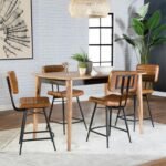 PARTRIDGE 5-PIECE COUNTER DINING SET SHEESHAM AND CAMEL