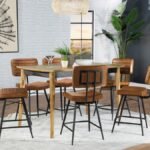 PARTRIDGE 7-PIECE COUNTER DINING SET SHEESHAM AND CAMEL