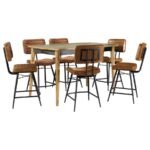 PARTRIDGE 7-PIECE COUNTER DINING SET SHEESHAM AND CAMEL - Image 2