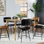 PARTRIDGE 7-PIECE COUNTER DINING SET ESPRESSO AND CAMEL