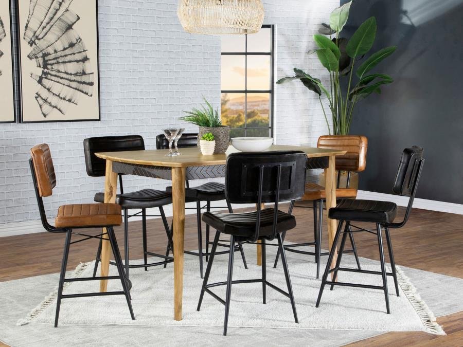 110578-S7_01x900.jpg PARTRIDGE 7-PIECE COUNTER DINING SET ESPRESSO AND CAMEL - Image 1