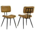 MISTY LEATHER UPHOLSTERED DINING SIDE CHAIR CAMEL (SET OF 2) - Image 2